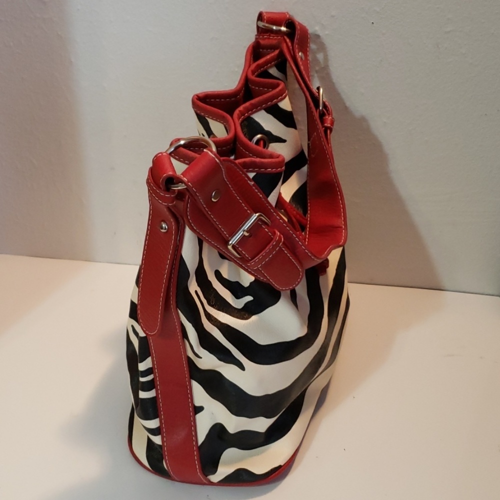 Attention Zebra Print Drawstring Handbag - image 5